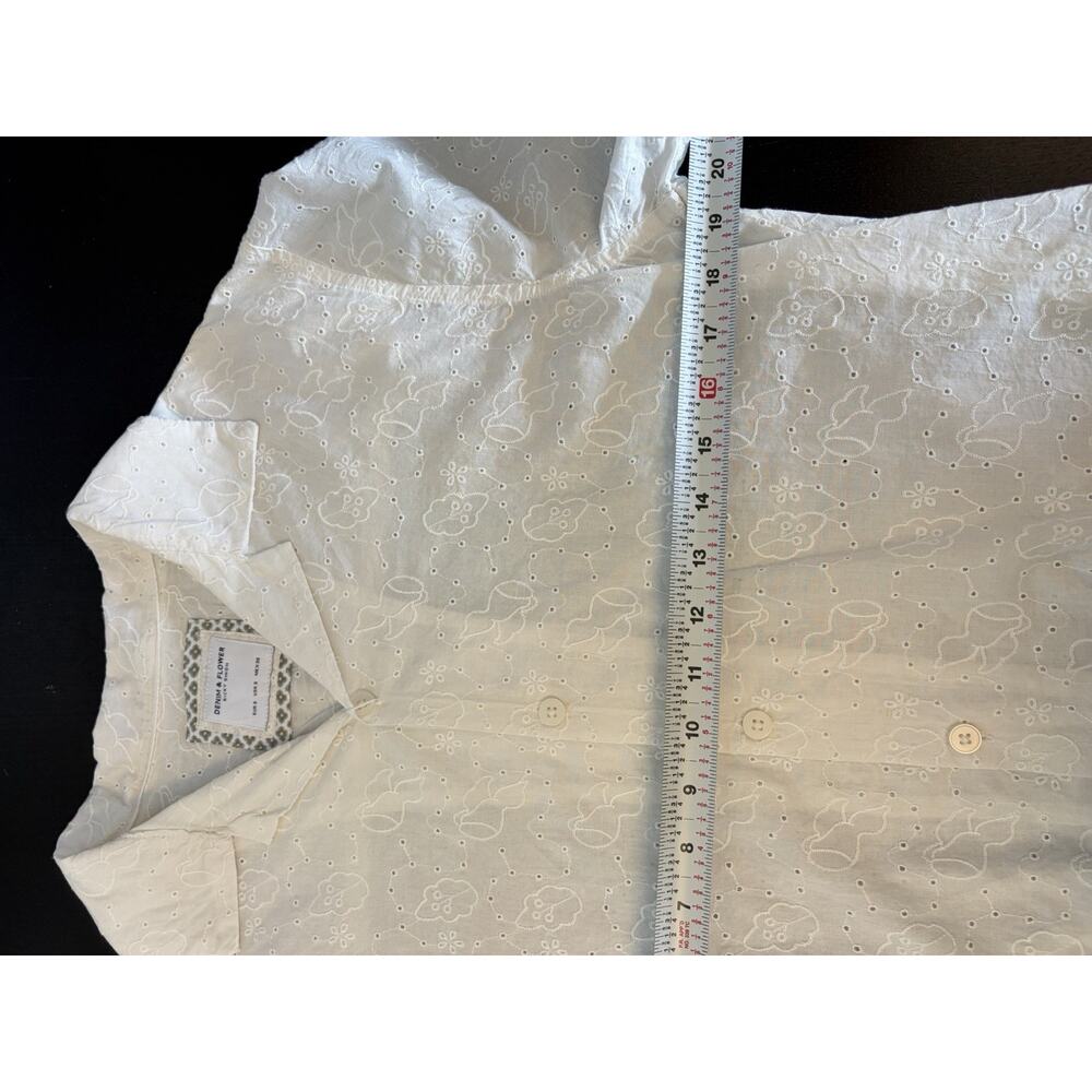 NWT Denim & Flower Ricky Singh Camp Shirt Mens S Ivory Eyelet Embroidered - Picture 8 of 9